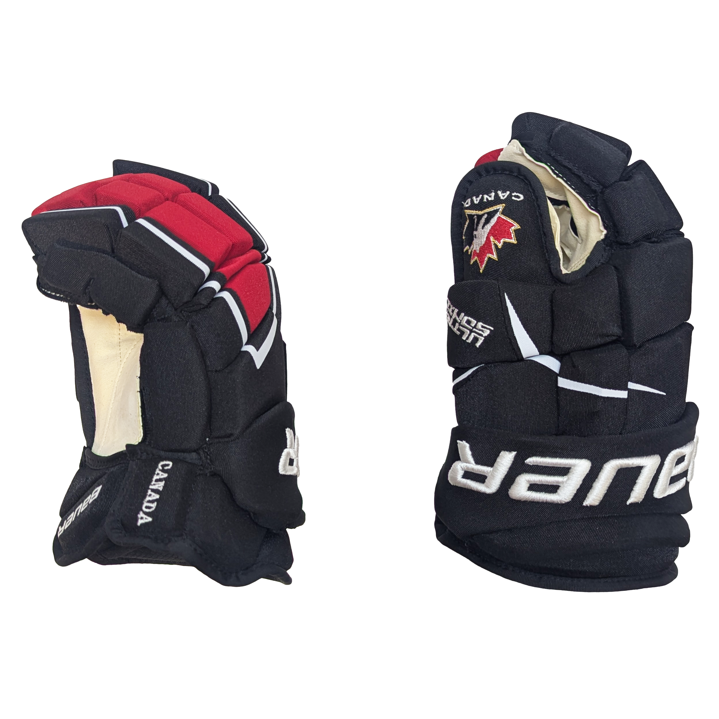 Bauer Supreme Ultrasonic - Team Canada Pro Stock Hockey Gloves (Black/White/Red)